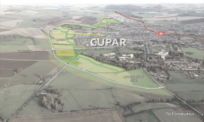 A graphic showing a plan of the proposed new housing development at Cupar North.