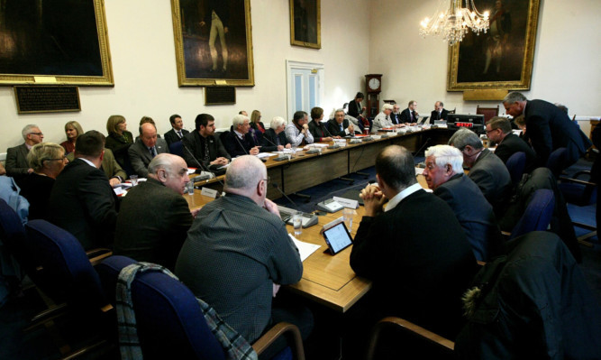 The Angus Council budget meeting in Town & County Hall in Forfar.