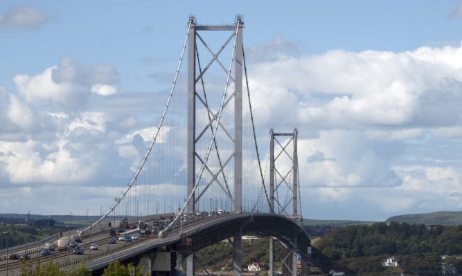 The Forth Road Bridge after Petrie climbed up on a suspension cable.