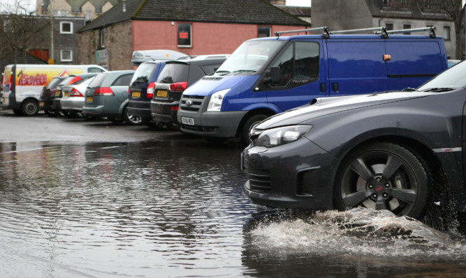 A flooded Scott Street car park.