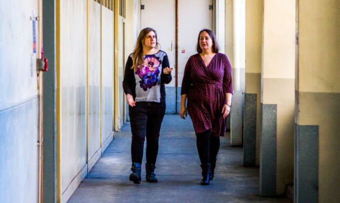 Annie Harris, project coordinator Dundee UNESCO City of Design, and manager Anna Day planning the temporary revamp of the West Ward building.