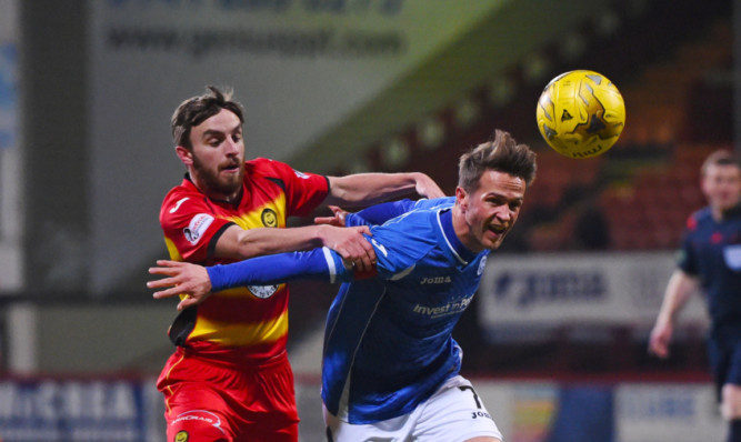 Chris MIllar before he came off against Partick Thistle.