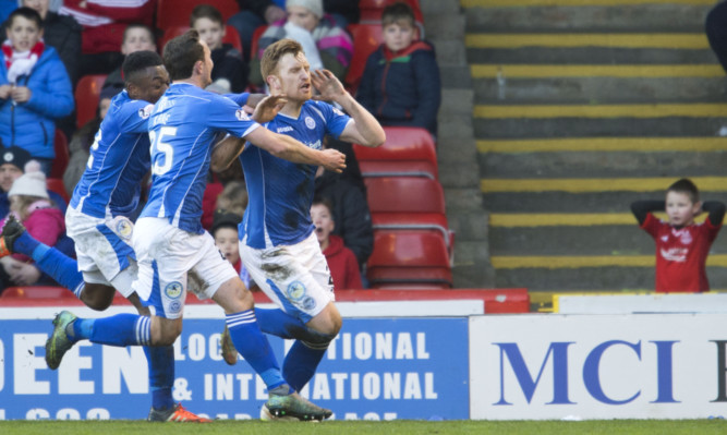 St Johnstone's Liam Craig celebrates his late penalty