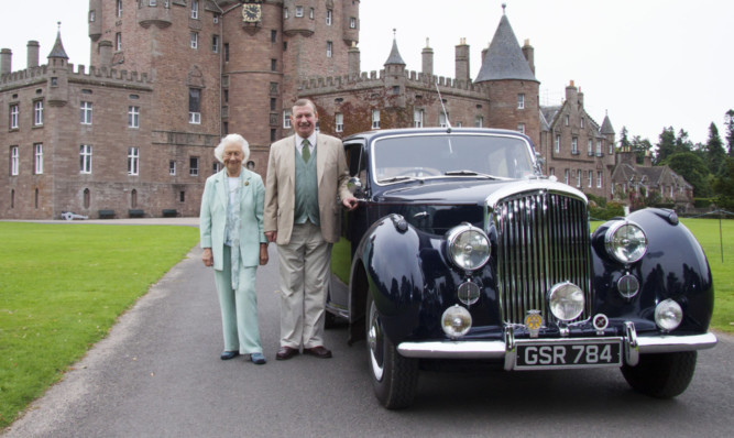 The Earl of Strathmore with his mother Mary, Dowager Countess of Strathmore.