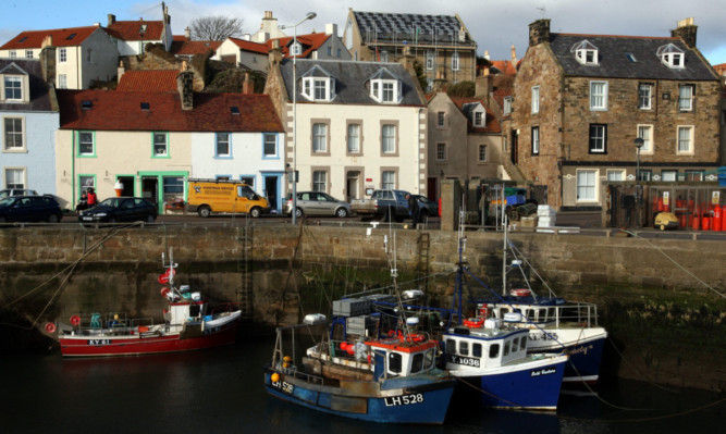 Boats in Pittenweem harbour.