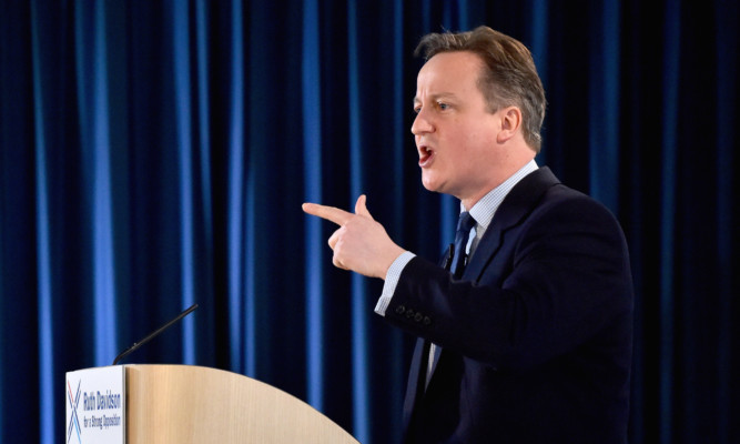 Prime Minister David Cameron delivers his key note address to the Scottish Conservative Party conference in Edinburgh.