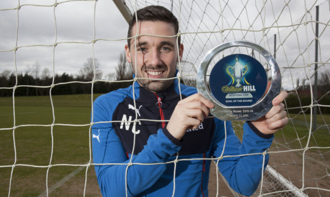 Nicky Clark receives the William Hill Scottish Cup goal of the Fifth Round.