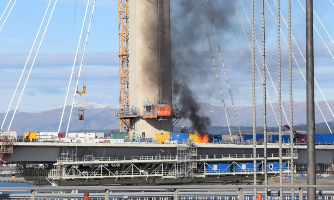 A reader captured this dramatic image of the blaze at the Queensferry Crossing.