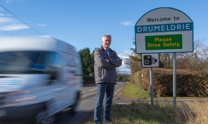 Councillor Tom Adams at the A917 at Drumeldrie.