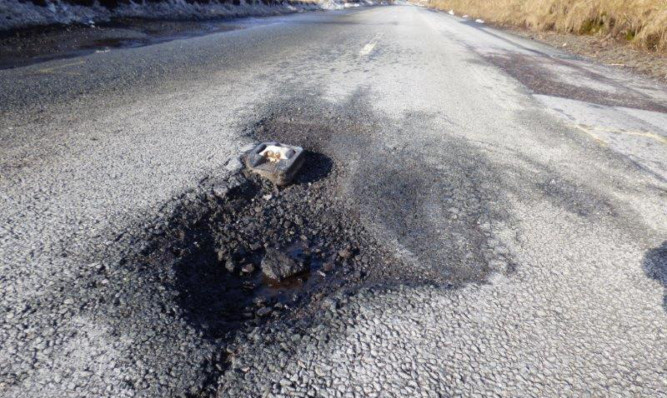 A pothole on a rural Perthshire route.