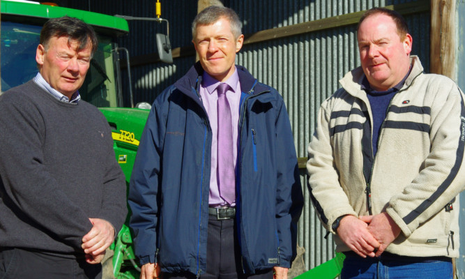 Willie Rennie (centre) met Allan Bowie and Ian Sands to discuss the farm payments delay.