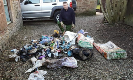 Ralph Coutts  after his recent clean up of the burn from St Vigeans to the Crocodiles Teeth in Arbroath.