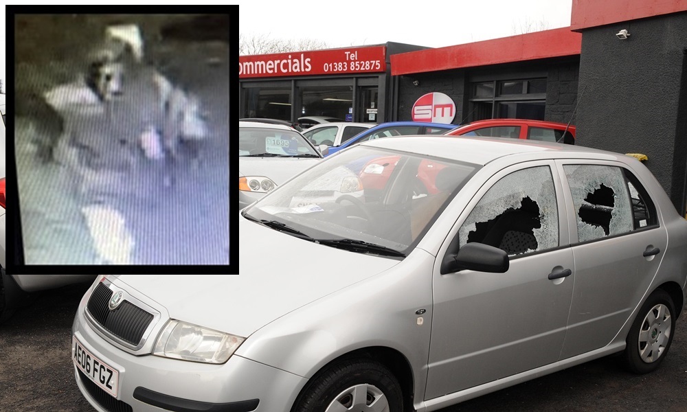 Saline Motors where the cars and showroom were damaged - One of the damaged cars

(c) David Wardle