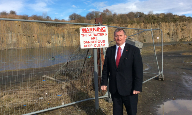 Fife MSP Alex Rowley at Prestonhill Quarry in Inverkeithing where he wants safety measures to be put in place.