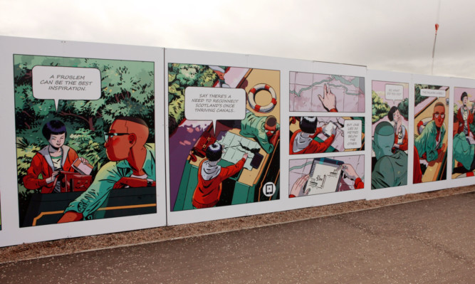 Will Morris and David MacKenzie's hoarding comic strip around the V&A construction site.