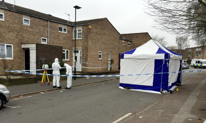 A crime forensics tent in St Mark's Crescent in the Ladywood area of Birmingham where a teenager was discovered.
