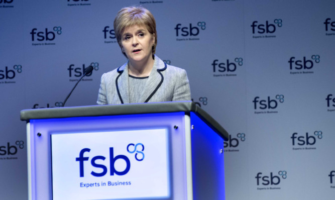 The First Minister addressing the FSB conference.