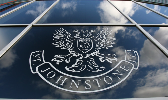 Kris Miller, Courier, 23/10/13. St Johnstone FC logo at McDiarmid Park, Perth for files.