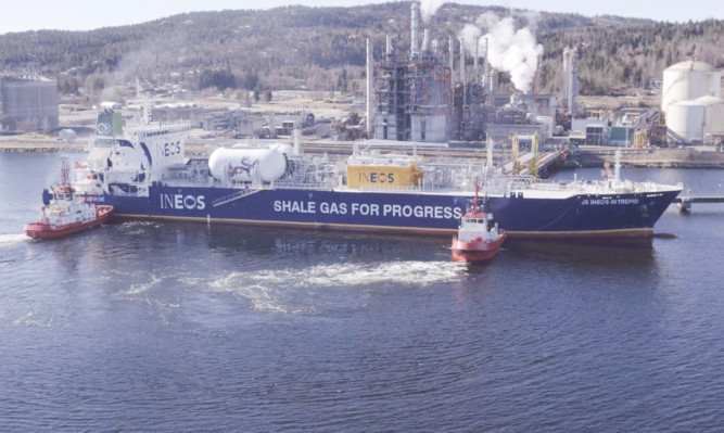 The Ineos Intrepid arrives in Norway carrying ethane from US shale gas.