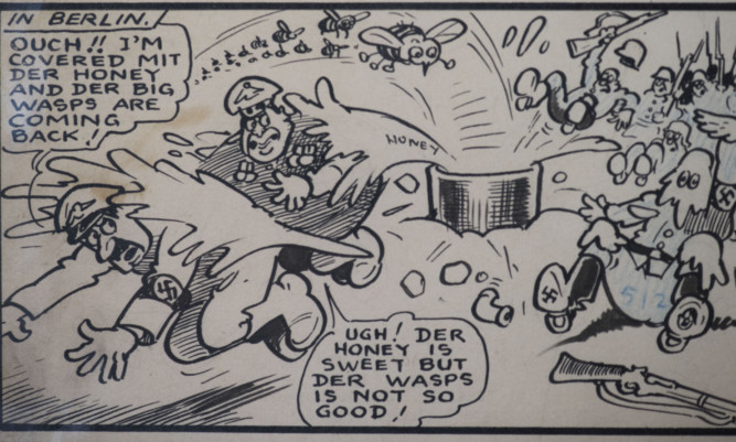 A rare original cartoon by Dudley D Watkins for the Beano of Lord Snooty and his pals during wartime Britain.
