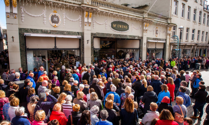 Huge crowd outside Perth's former McEwens store