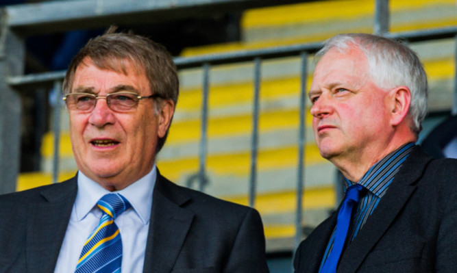 St Johnstone owner Geoff Brown with leader of Perth & Kinross Council Ian Miller.