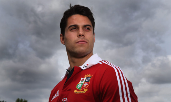 Glasgow Warriors and Scotland star Sean Maitland in a British Lions jersey at the media day in London.