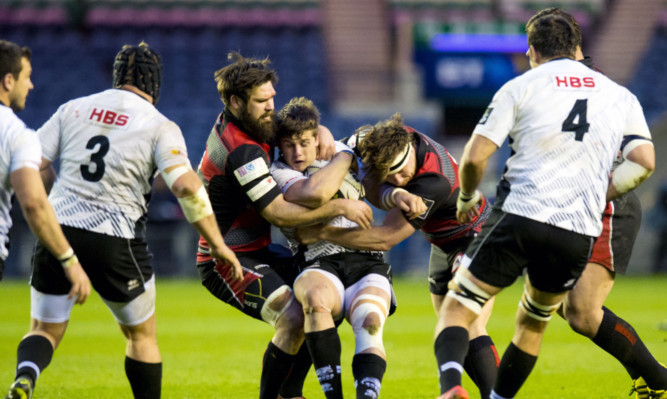 Cornell du Preez gets to grips with a Zebre back at BT Murrayfield last night.
