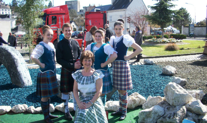 Joyce Anderson, front, with Chloe Cowan, Craig McNicol, Dana McConnell and Kirsten Bousie, who took part in the St Andrews-Loches twinning ceremony in France.