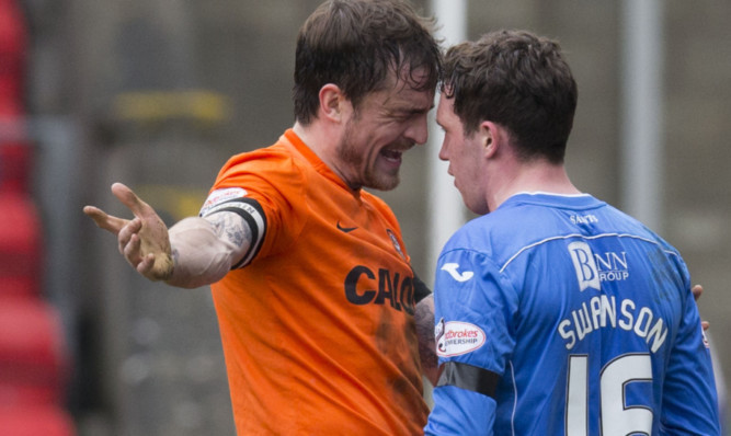 Paul Paton squares up to Danny Swanson on Saturday.