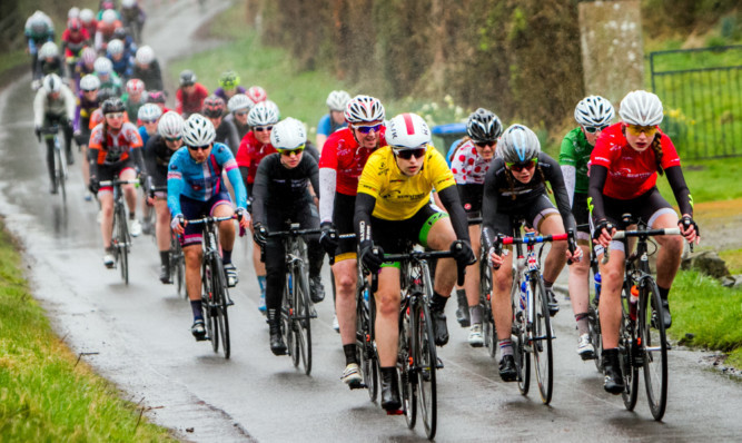 Cyclists battle it out on the final stage in and around Strathallan School, Forgandenny.