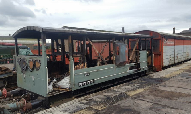 The recently restored 1940s LMS brakevan was set on fire.