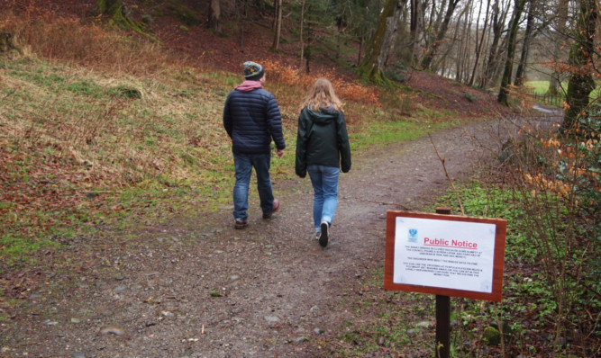 The notice on the Glen Lednock trail in Perthshire looks genuine until closer inspection.