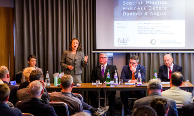 Maggie Chapman, Jenny Marra, Fergus Ewing, Scott Rennie and Bill Bowman at the Dundee hustings.