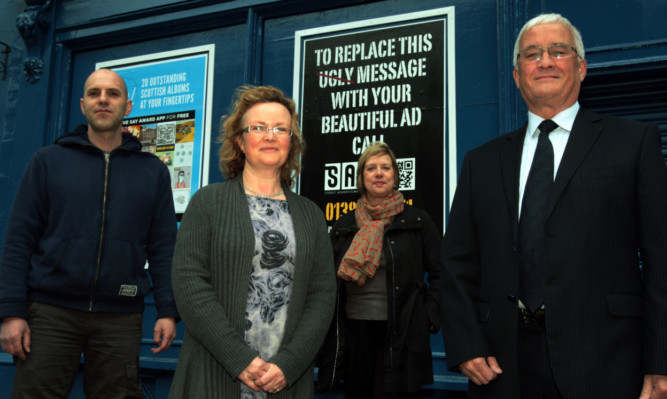 From left: John Macdonald, Street Advertising Services, Lee Brown, City Centre Manager, Gail Cain, City Centre Team, Cllr John Kellas.