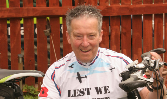 Ian Wren all set for his marathon cycle ride.
