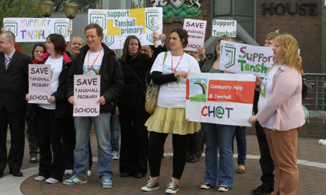 Protestors have been campaigning to save Tanshall Primary in Glenrothes, which is one of the schools earmarked for closure.