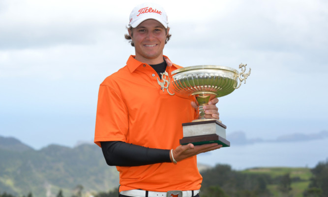Peter Uihlein with the trophy.