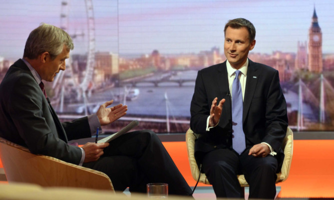 Health Secretary Jeremy Hunt stresses Tory Party unity on the BBCs Andrew Marr show.