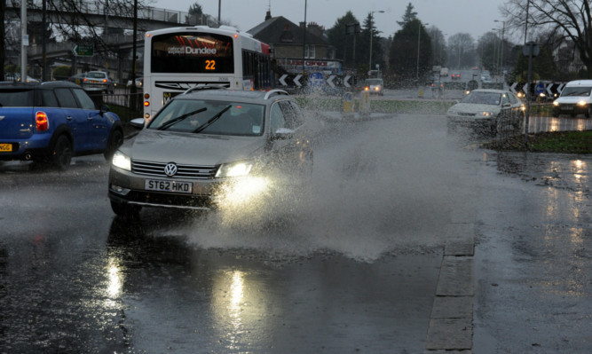 Heavy downpours are forecast for parts of Tayside and Fife.