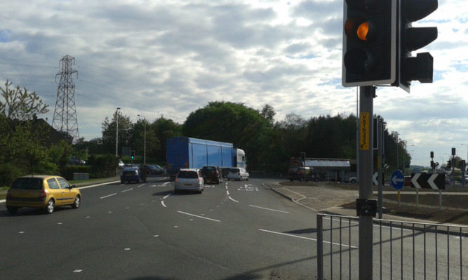 Traffic lights were switched on at the roundabout on Thursday.