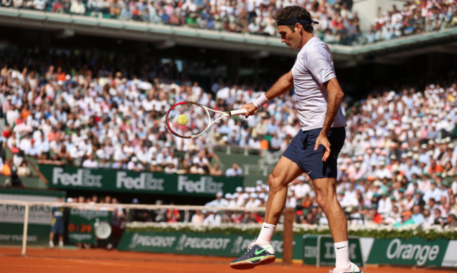 Roger Federer during his defeat on Tuesday.