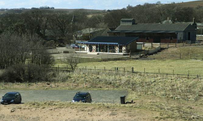 The cafe and car park area at Lunan Bay.