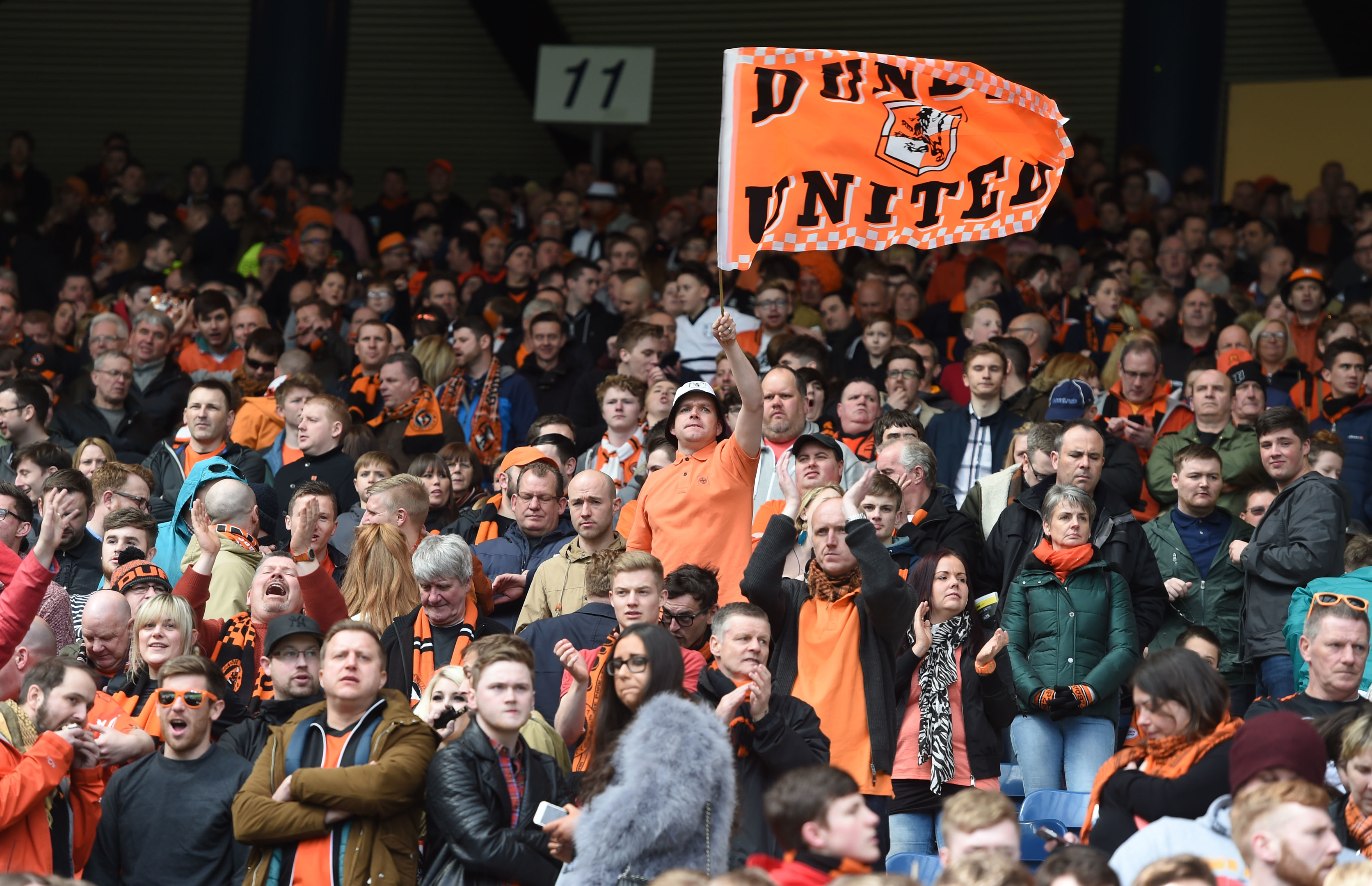 Dundee United fans at Hampden for the semi-final against Hibs.