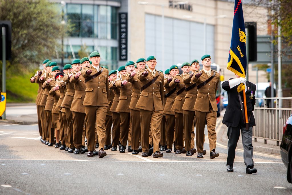 Some of Captain Seath's fellow servicemen marched behind his coffin.