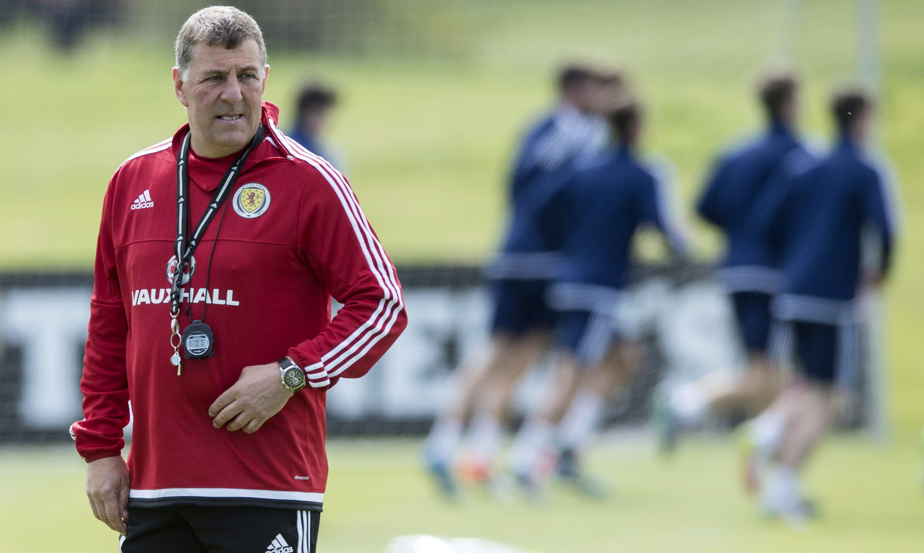 Scotland assistant boss Mark McGhee watching the players in action before they head for Malta.