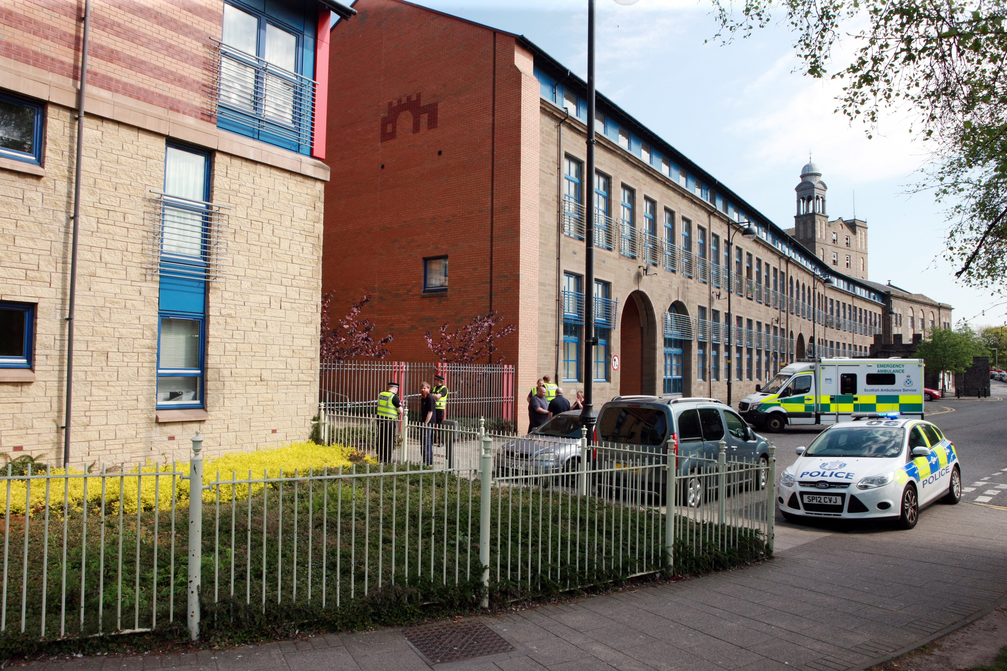 Police at the scene on Thursday.