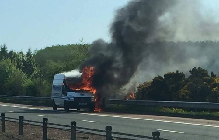 The fire is causing long delays on the M90 between Halbeath and Kelty.