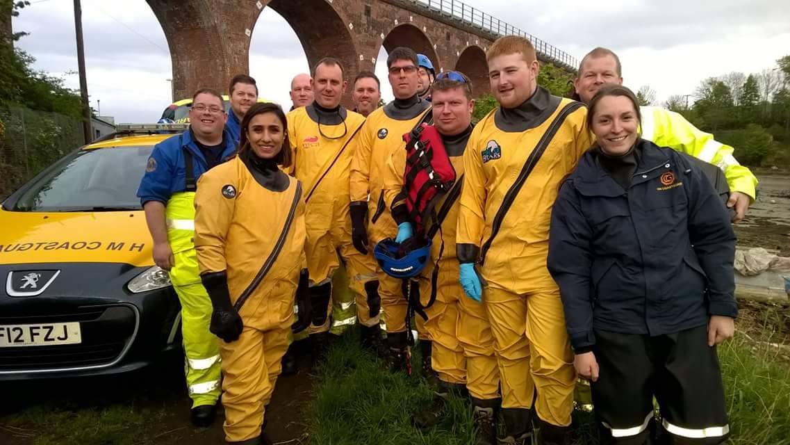 Anita Rani with the Montrose Coastguard team.