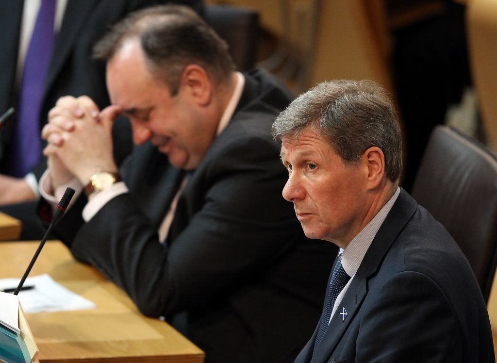 Alex Salmond and Kenny MacAskill during a Scottish Parliament debate on the Lockerbie bomber release.